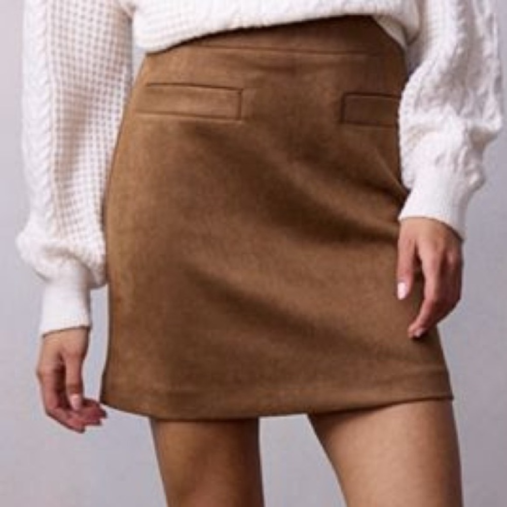 XS LC Lauren Conrad Tan Faux Suede Mini Skirt